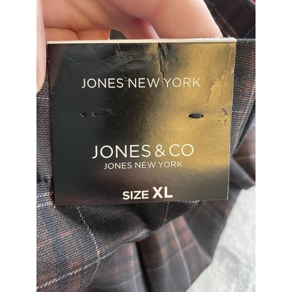 Jones New York Signature Pants Womens XL Brown Plaid Pull On Academia Preppy NWT - Picture 7 of 8